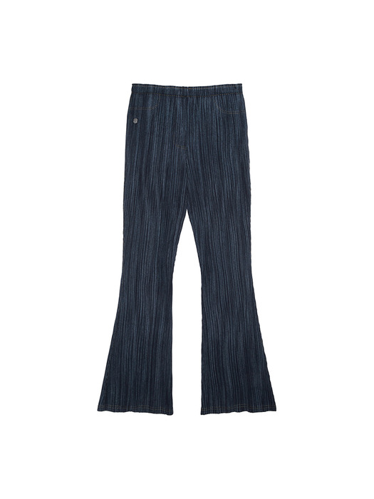 PLEATS STITCH LAYERED PANTS IN NAVY