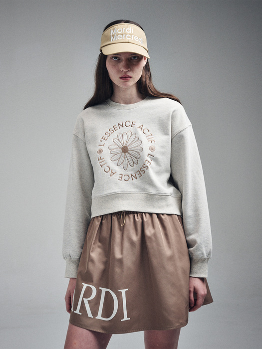 CROPPED SWEATSHIRT EMBLEM EMBROIDERED_OATMEAL BEIGE