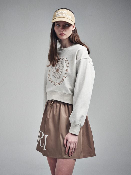 CROPPED SWEATSHIRT EMBLEM EMBROIDERED_OATMEAL BEIGE