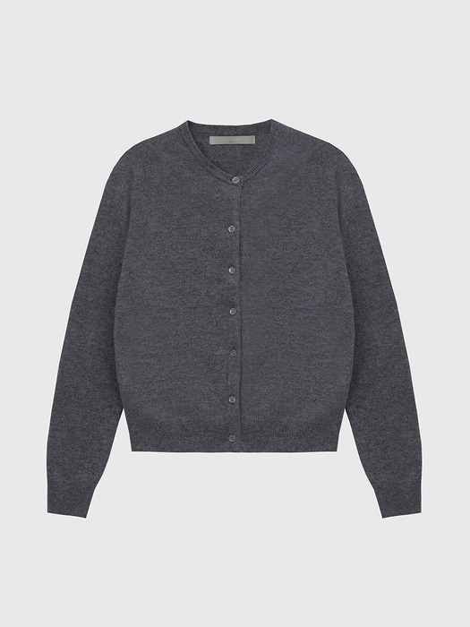 Whole Garment Round-neck Yak Wool Knit Cardigan