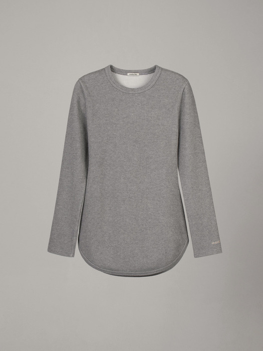 CUT-OUT LONG SLEEVES TOP_MELANGE GRAY