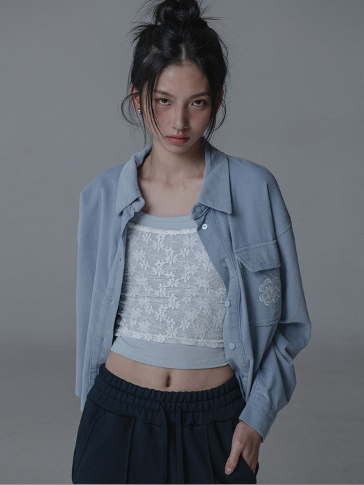 CORDUROY CROP SHIRTS_BLUE