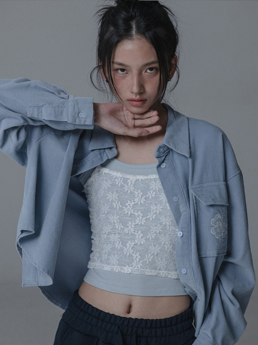 CORDUROY CROP SHIRTS_BLUE