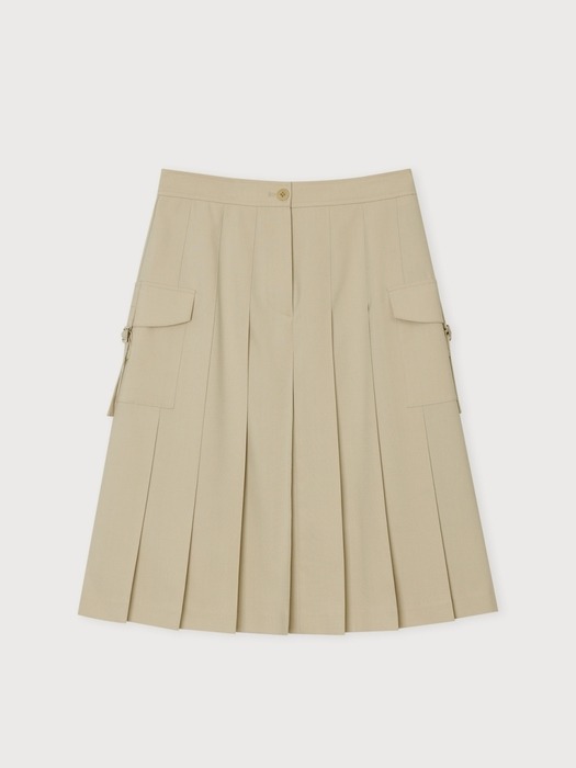 WHOLE PLEATS MIDI SKIRT (2COLORS)