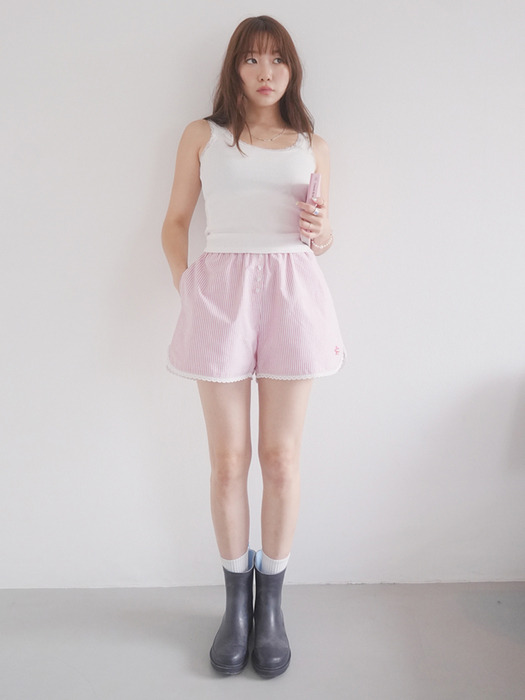 Stripe Lace Shorts (PINK)