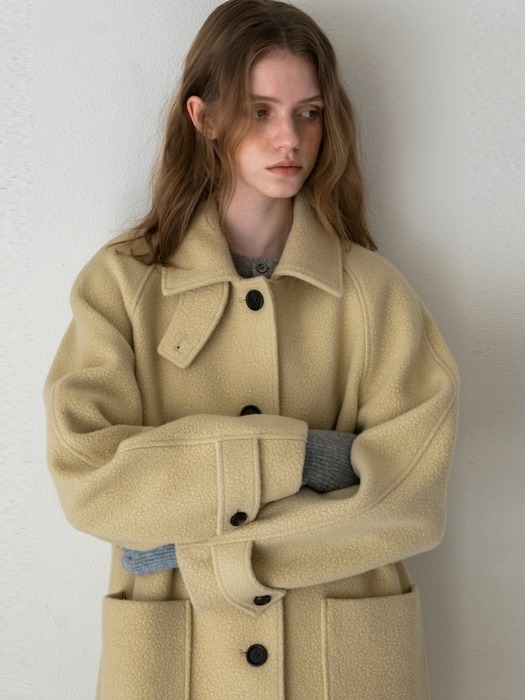 CASHMERE BOUCLE HALF COAT BUTTER