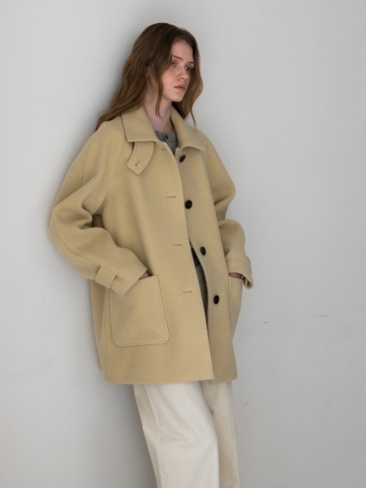 CASHMERE BOUCLE HALF COAT BUTTER