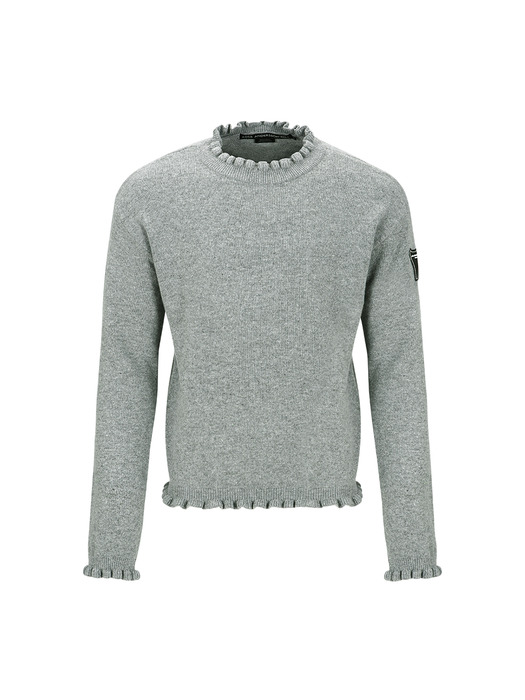 FLOWER RIB CREW-NECK SWEATER atb1173m(GREY)