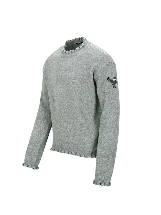 FLOWER RIB CREW-NECK SWEATER atb1173m(GREY)