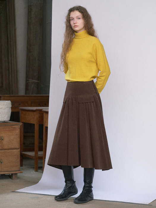 Unbalance Corduroy Shirring Skirt VC2499SK905M