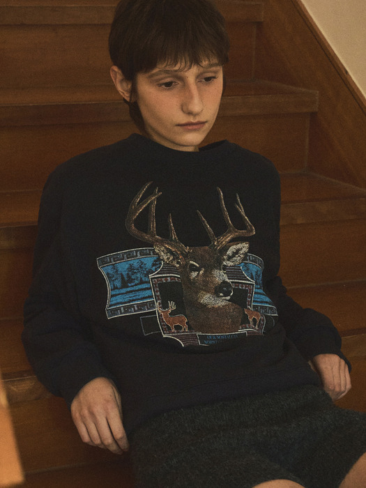 vintage deer sweatshirt_Navy