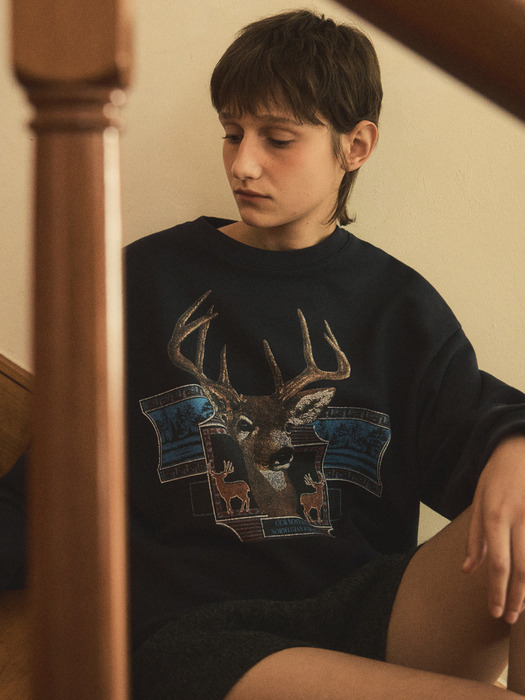 vintage deer sweatshirt_Navy