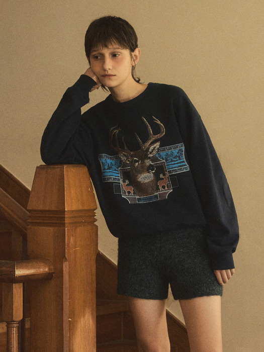 vintage deer sweatshirt_Navy