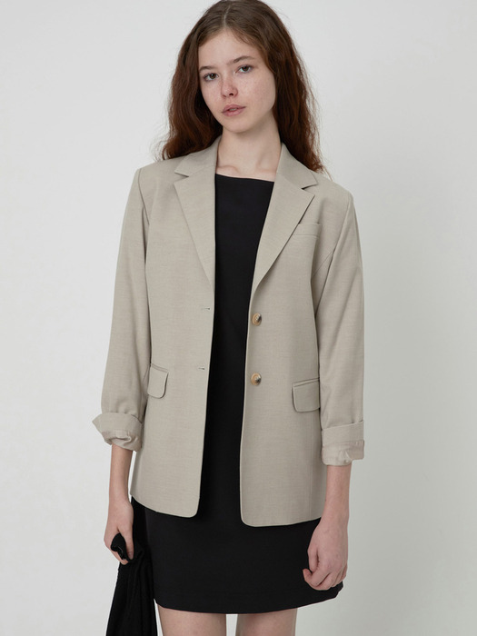 classic tailored jacket (oatmeal)