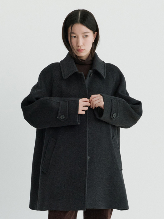 Half Balmacaan Coat-Charcoal