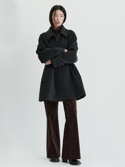 Half Balmacaan Coat-Charcoal