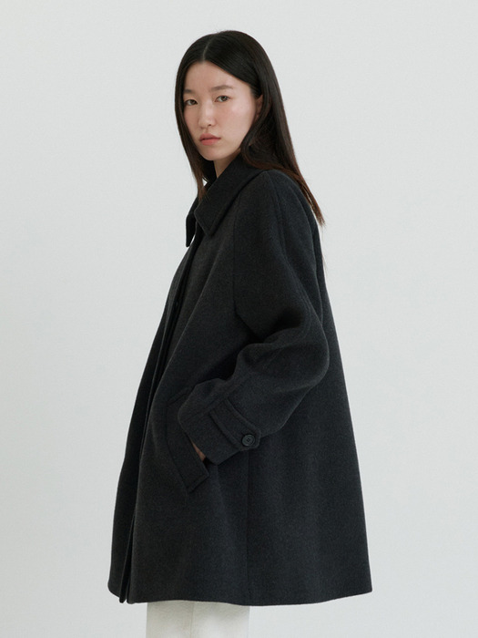 Half Balmacaan Coat-Charcoal