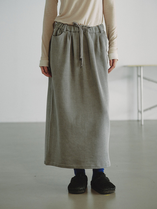 TWO-SIDED DENIM SKIRT_GREY