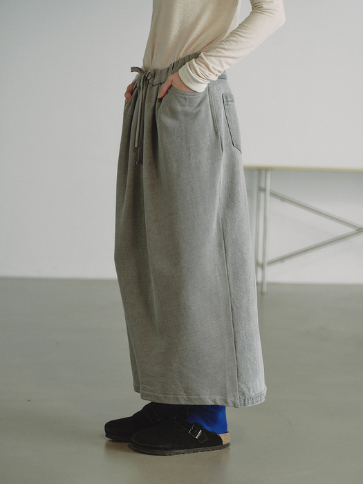 TWO-SIDED DENIM SKIRT_GREY