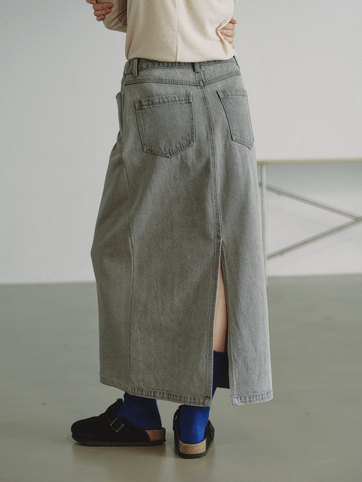 TWO-SIDED DENIM SKIRT_GREY