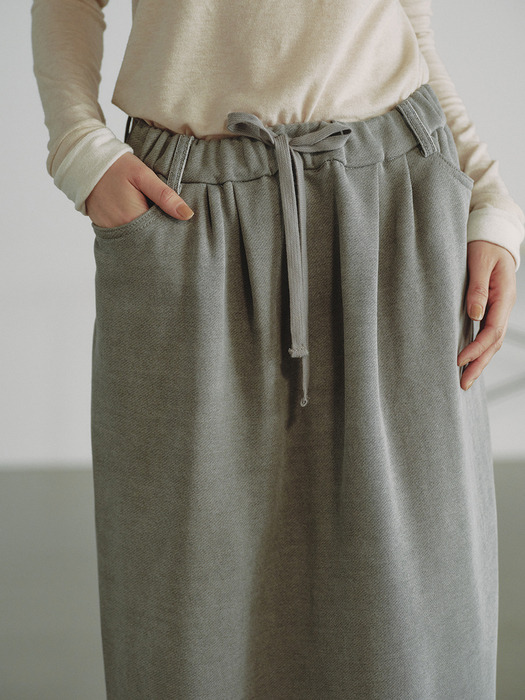 TWO-SIDED DENIM SKIRT_GREY