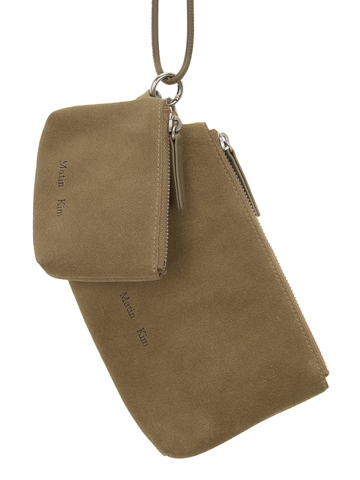 SUEDE MULTI POUCH IN BEIGE