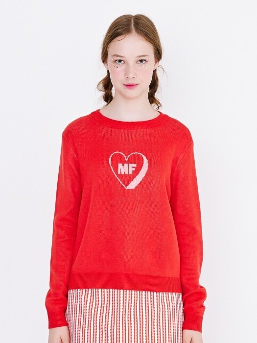 MF heart knit (red)