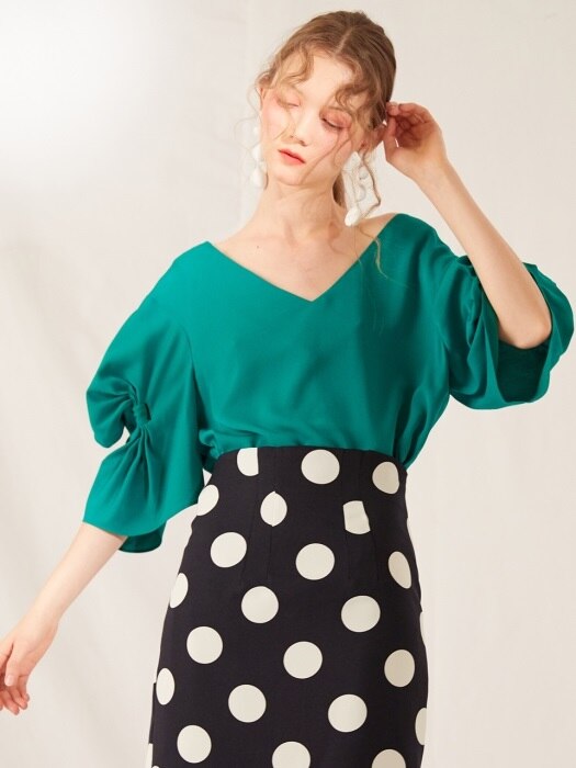 PUFF SLEEVE BLOUSE_GREEN