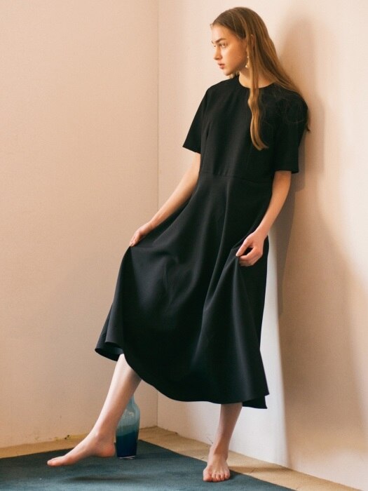 Long Flared Dress - Black