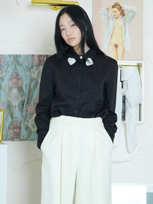 LACE POINT COLLAR SHIRT [BLACK]