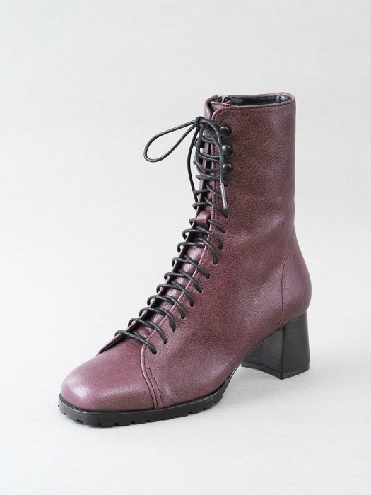 Lace-up Combat Boots_Bordeax