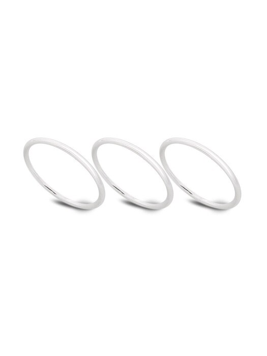 Simple Layered 3set Silver Ring