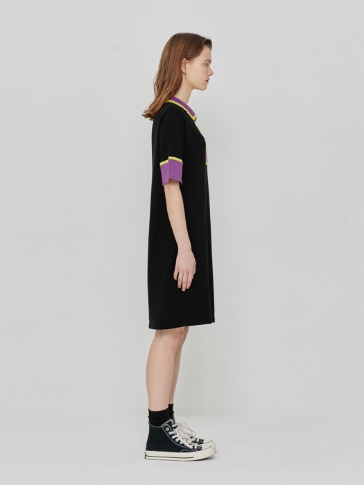 R COLOR BLOCK KNIT DRESS