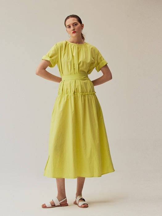 Calendula half sleeve dress_yellow