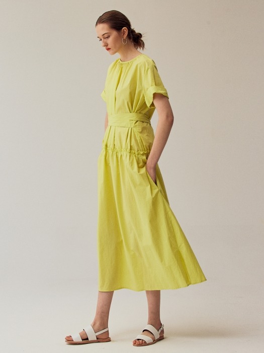 Calendula half sleeve dress_yellow