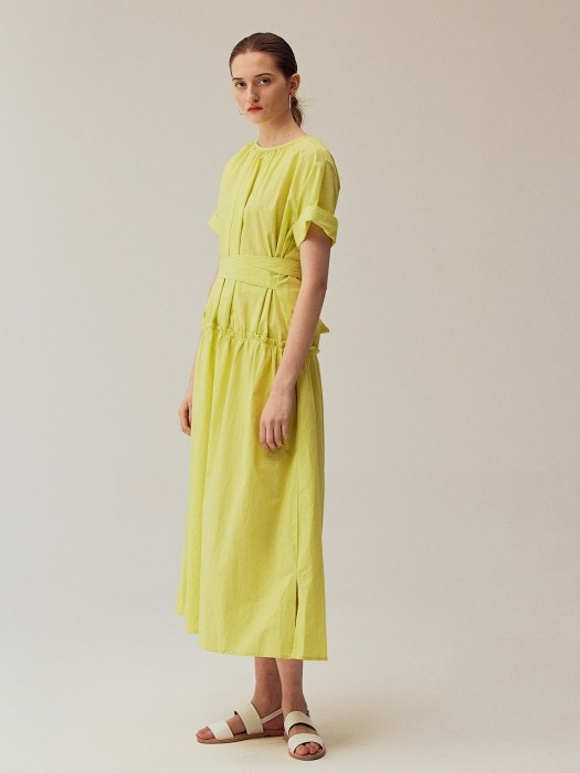 Calendula half sleeve dress_yellow