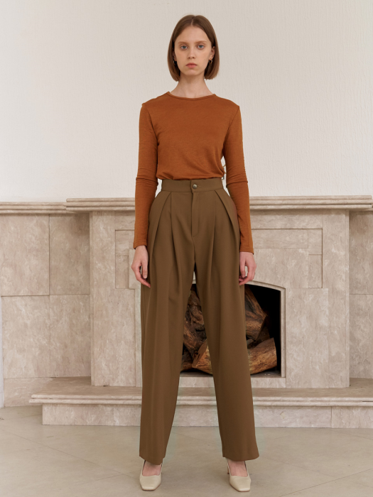 TWO TUCKED PANTS_BROWN