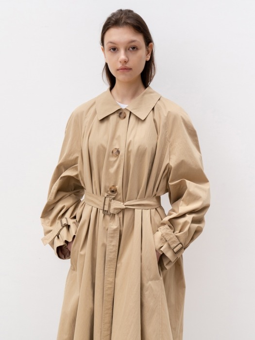 Puffsleeve trench coat_Beige
