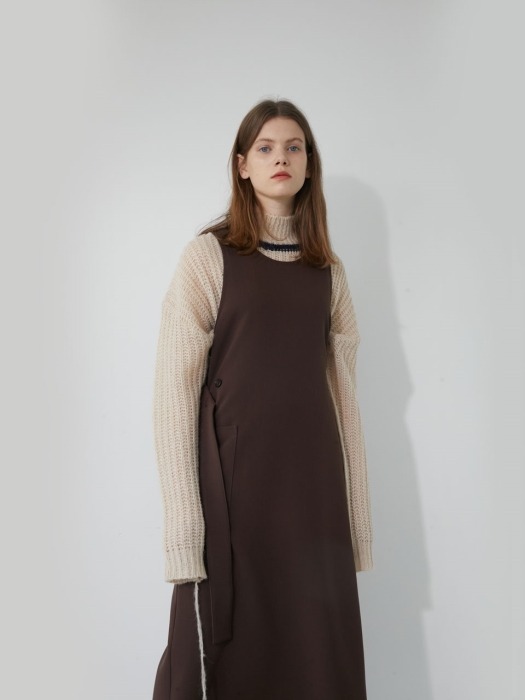 19 WINTER_BRANDY BROWN SIDE SLIT LAYERED DRESS