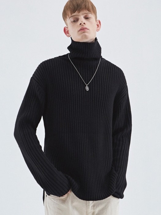 WARM TURTLENECK KNIT_BLACK