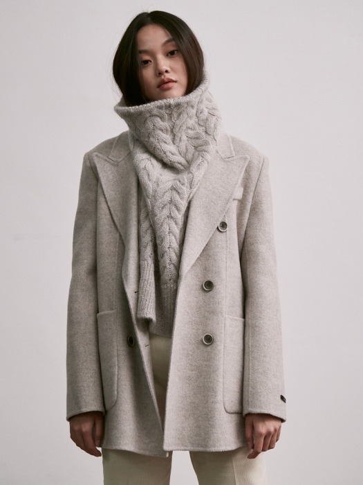 handmade wool double half coat_gray