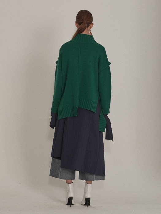 Rothko Cashmere Blend Oversized Logo Knit_Forest Green