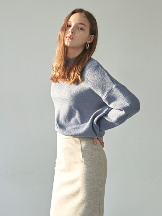 OVER MOCK NECK SWEATER_SKY BLUE