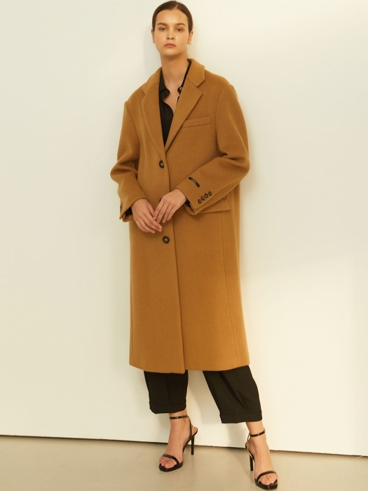 BEIGE SINGLE OVERFIT WOOL COAT (베이지 싱글 오버핏 울 코트)