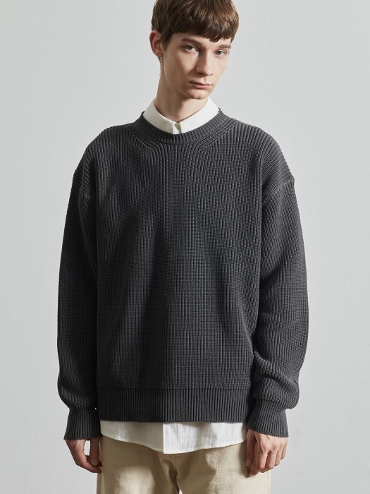 Pigment Dye Sweater (CHARCOAL)