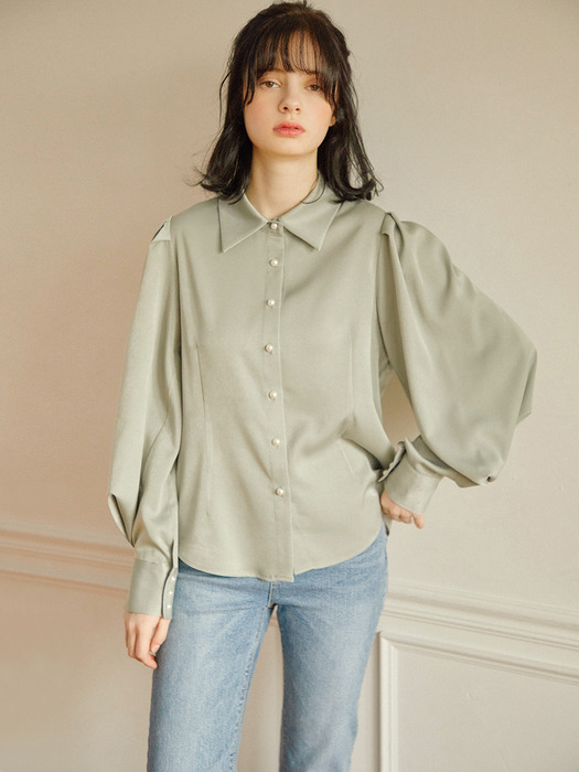 Laura Pearl Blouse_Olive
