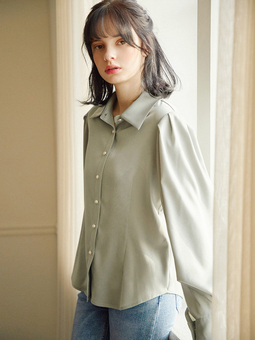 Laura Pearl Blouse_Olive