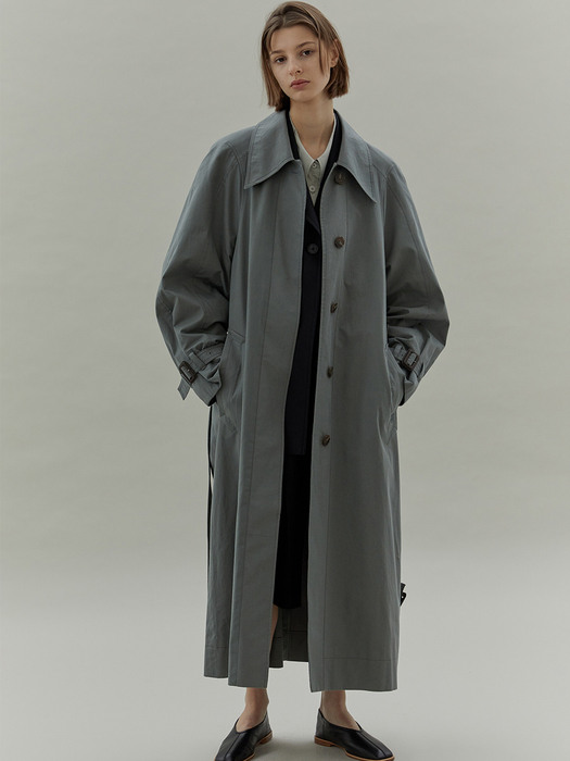 [단독]ARMHOLE STITCH TRENCH COAT - BLUE GREEN