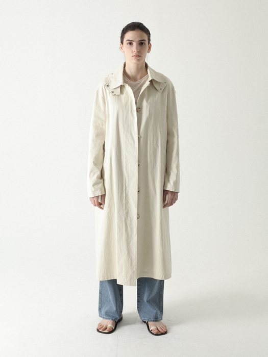 Hooded Trench Coat Ivory