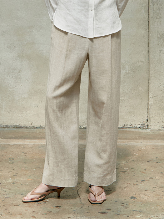 linen wide pants (linen beige)